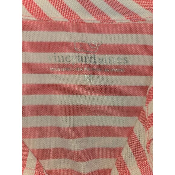 Vineyard Vines Mens Pink Striped Polo Shirt Medium Sleeve Button Cotton Blend - Picture 5 of 8